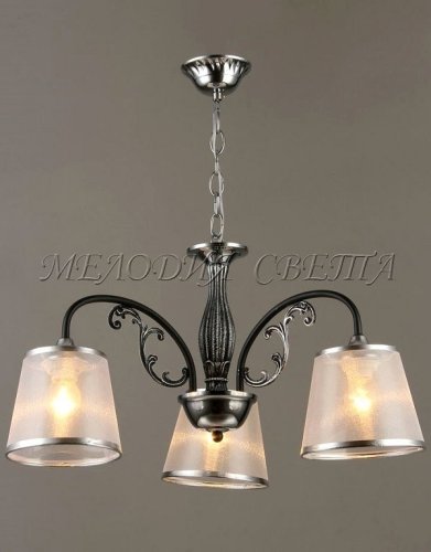 Люстра потолочная трехрожковая Мелодия Света E27 Черный хром картинка 